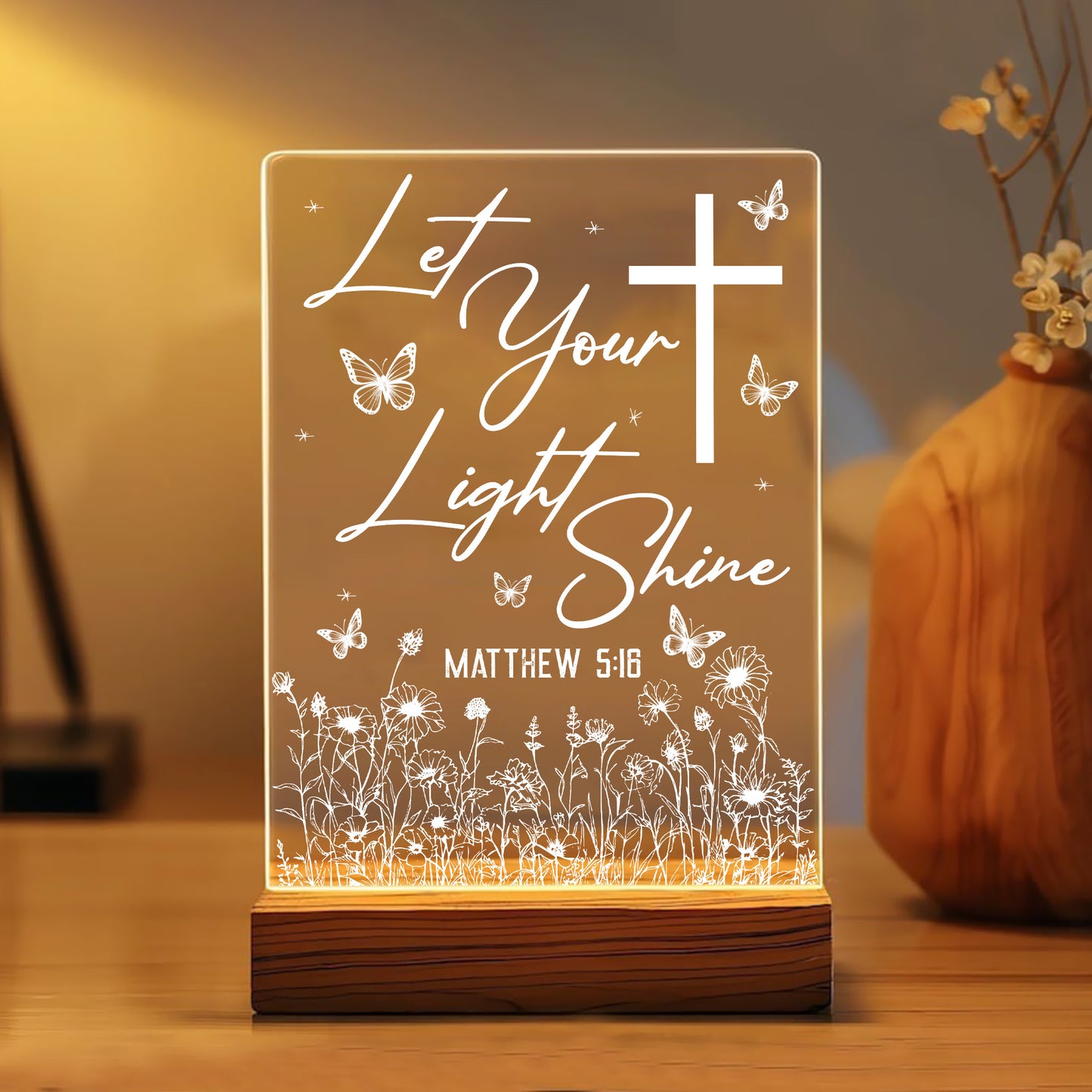 Custom Bible Verse, Faith Inspired Acrylic Light, Personalized Christian Acrylic Plaque LED Light Night