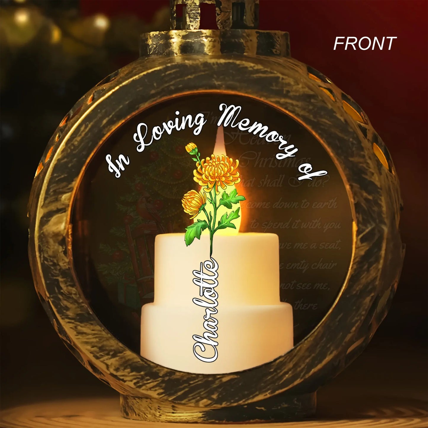 Memorial Birth Flower I'm In Heaven For Christmas - Personalized Memorial Candlelight Lantern Ornament