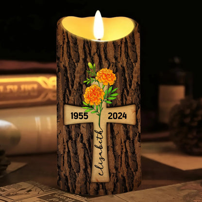 Memorial Birth Flower Light This Candle See It Glow - Personalized Memorial Led Candle