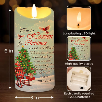 Memorial Birth Flower I'm In Heaven For Christmas - Personalized Memorial Led Candle