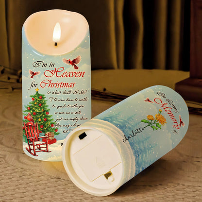 Memorial Birth Flower I'm In Heaven For Christmas - Personalized Memorial Led Candle