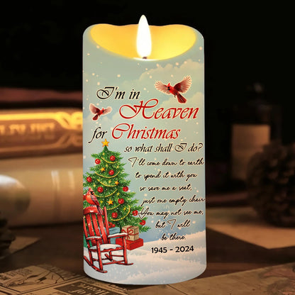 Memorial Birth Flower I'm In Heaven For Christmas - Personalized Memorial Led Candle