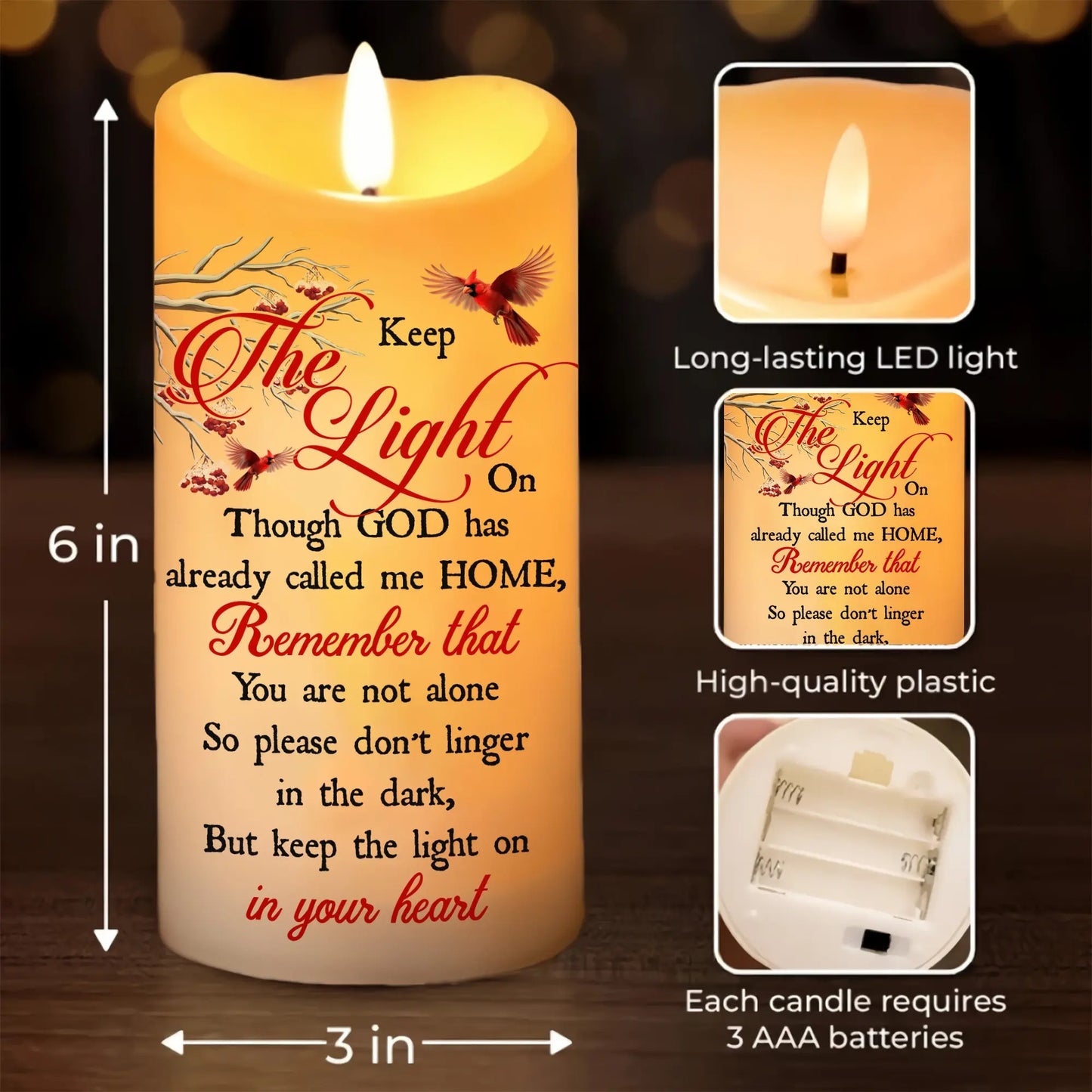 Memorial Birth Flower Keep The Light On - Personalized Memorial Led Candle