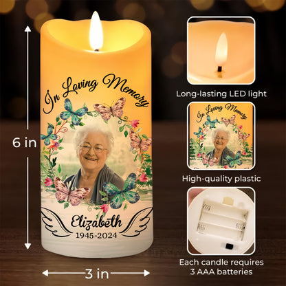 Memorial Photo Candle, In Loving Memory Christmas in Heaven - Personalized Photo LED Candle