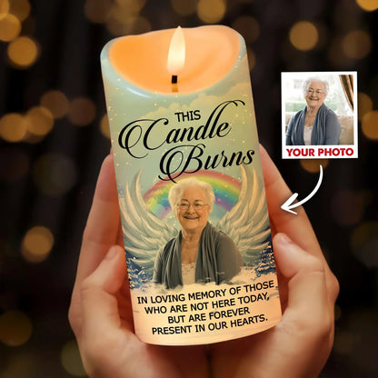 Memorial Photo Candle, In Loving Memory Of Those Who Are Not Here Today - Personalized Photo Led Candle