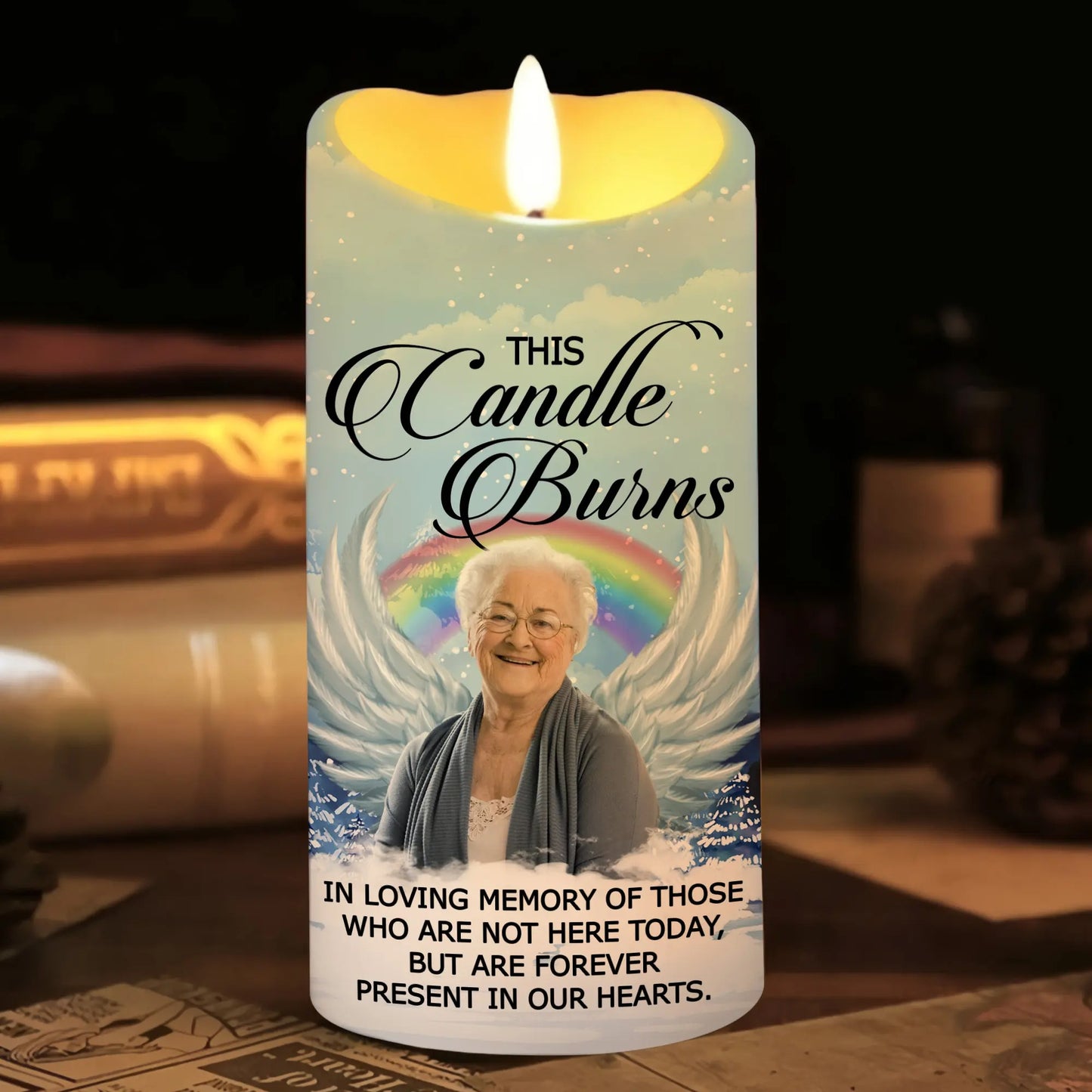 Memorial Photo Candle, In Loving Memory Of Those Who Are Not Here Today - Personalized Photo Led Candle