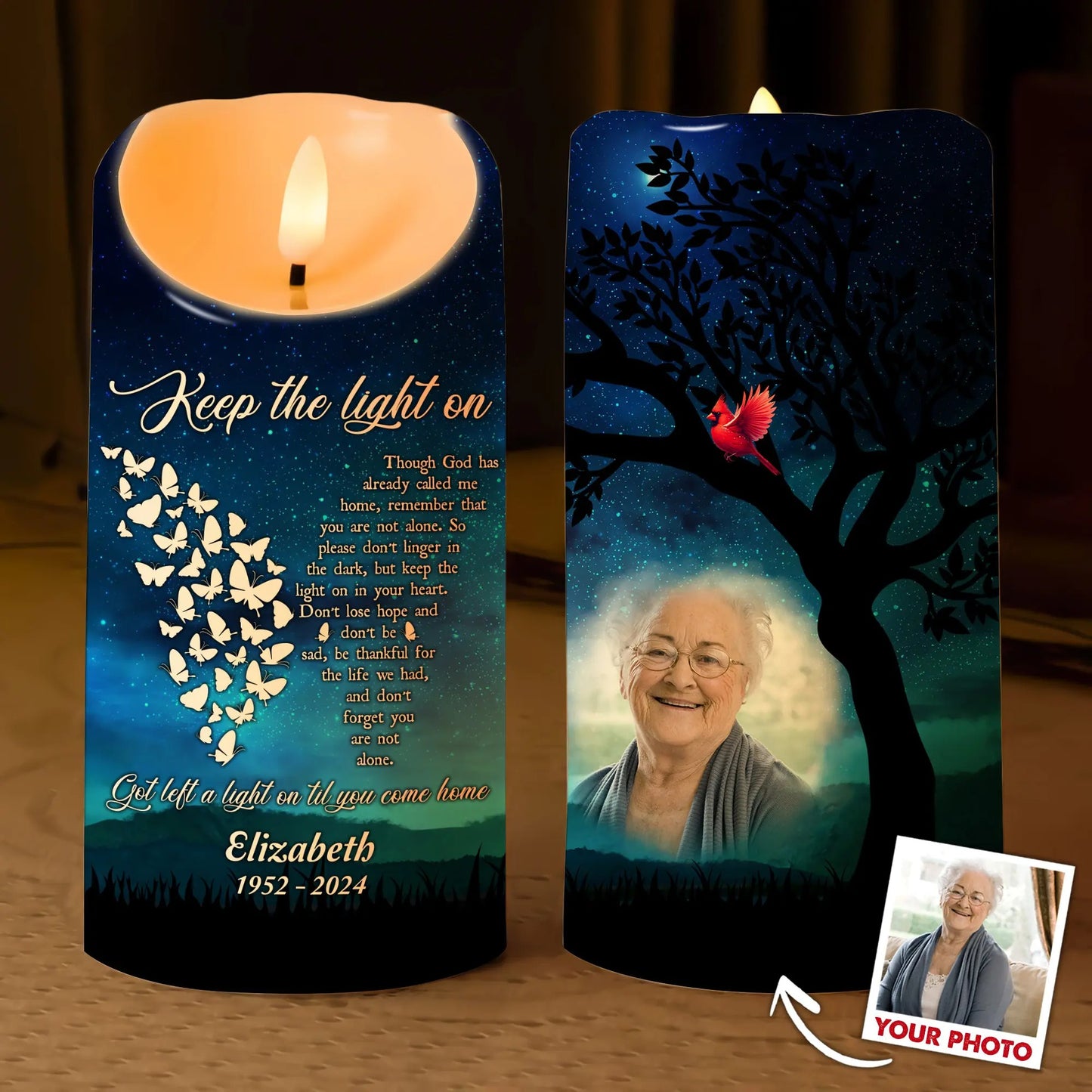 Memorial Photo Led Candle Keep The Light On - Personalized Photo Led Candle