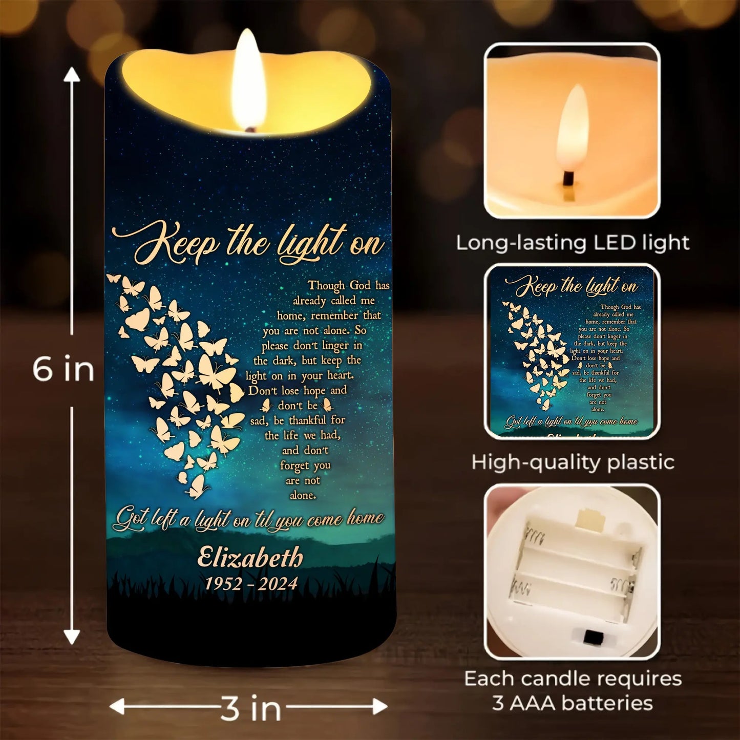 Memorial Photo Led Candle Keep The Light On - Personalized Photo Led Candle