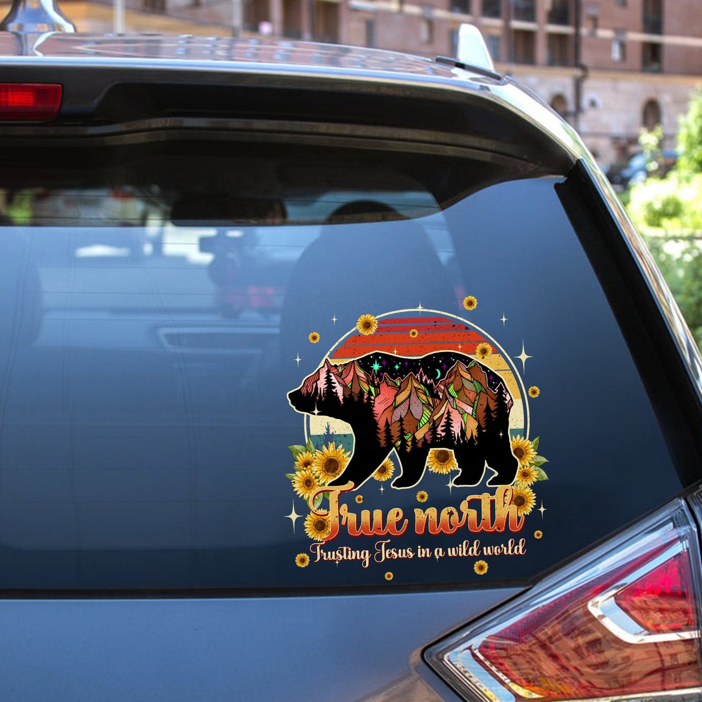 Mountain Bear True North Trusting Jesus In A Wild World Sticker Decal
