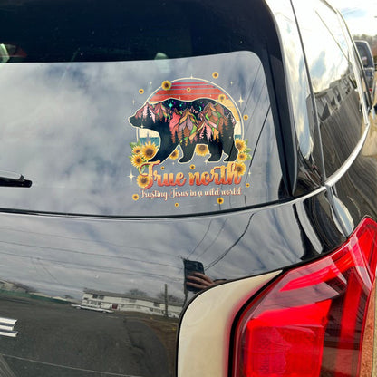 Mountain Bear True North Trusting Jesus In A Wild World Sticker Decal