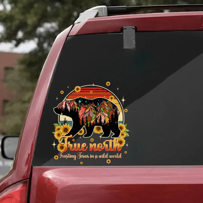 Mountain Bear True North Trusting Jesus In A Wild World Sticker Decal