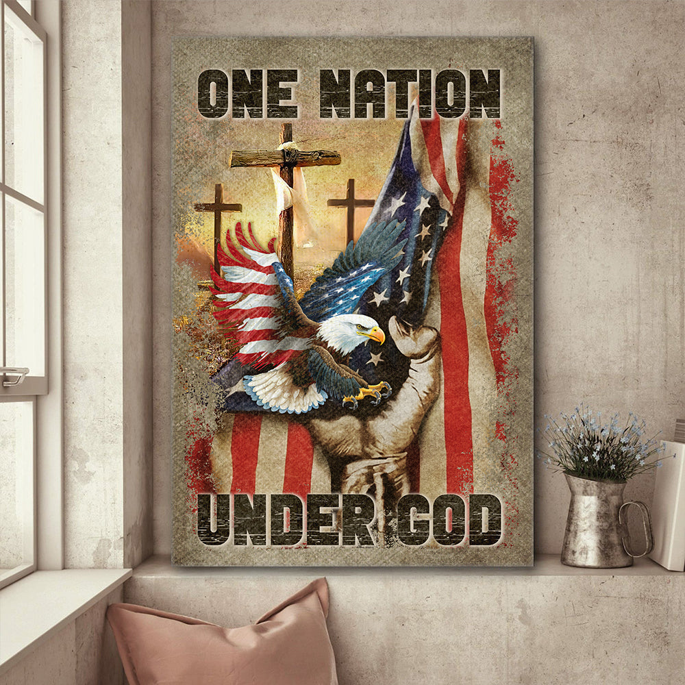 One Nation Under God Christian Faith American Veteran Poster Canvas