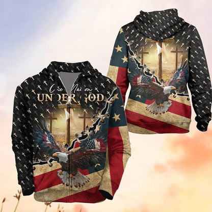 One Nation Under God American Flag Eagle - Inspirational Christian 3D All Over Print T-Shirt And Hoodie