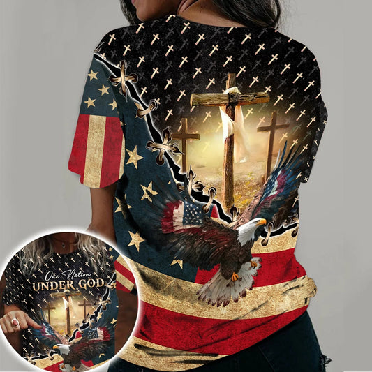 One Nation Under God American Flag Eagle - Inspirational Christian 3D All Over Print T-Shirt And Hoodie