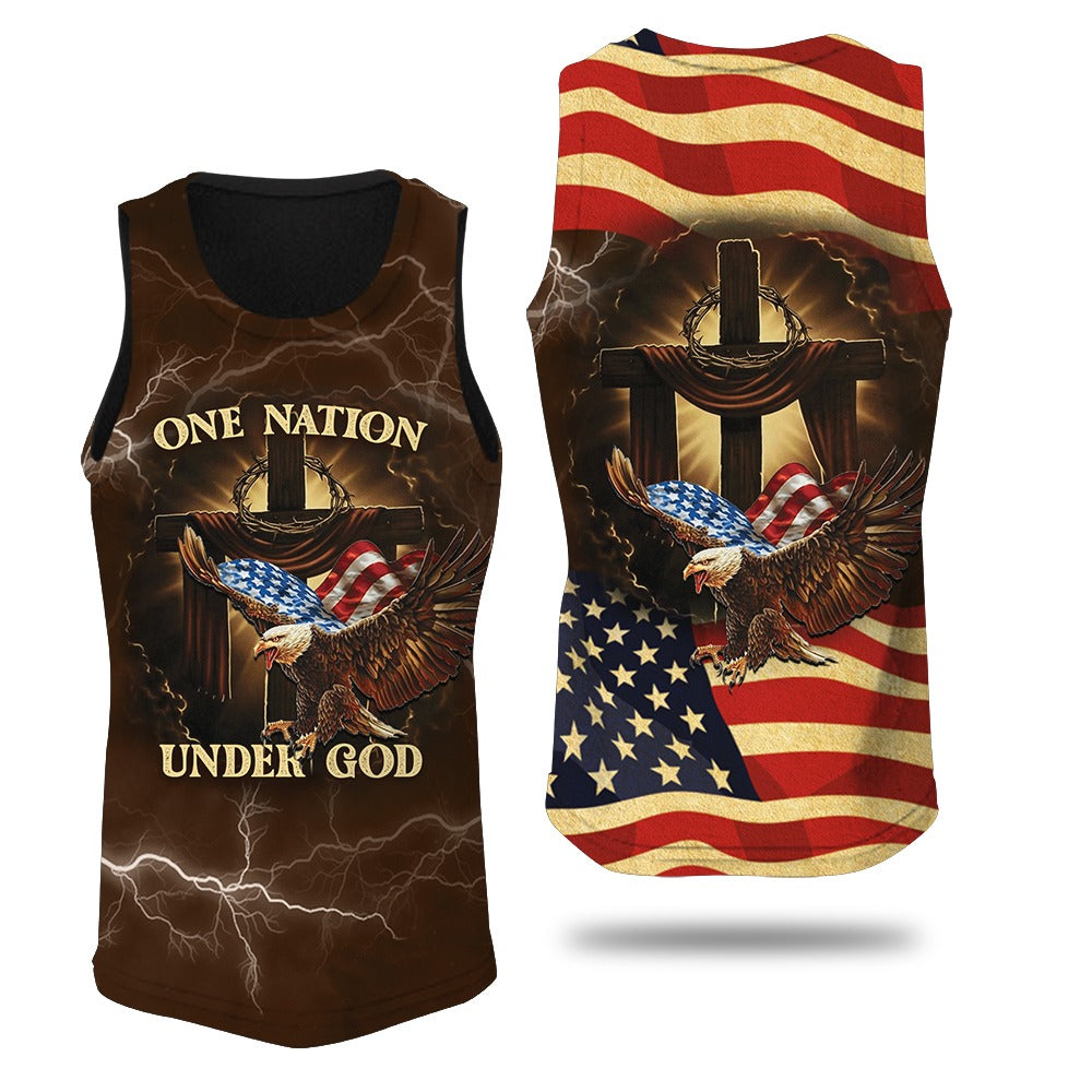 One Nation Under God American Flag Eagle 3D All Over Print T-Shirt And Hoodie