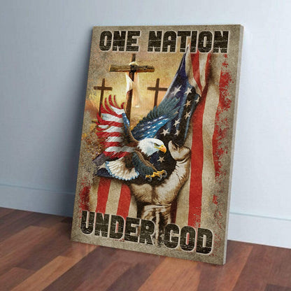 One Nation Under God Christian Faith American Veteran Poster Canvas