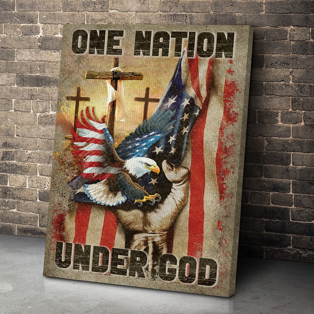 One Nation Under God Christian Faith American Veteran Poster Canvas