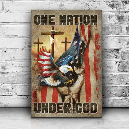 One Nation Under God Christian Faith American Veteran Poster Canvas