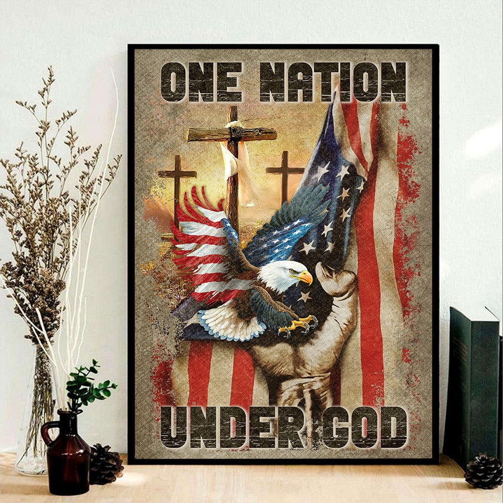 One Nation Under God Christian Faith American Veteran Poster Canvas