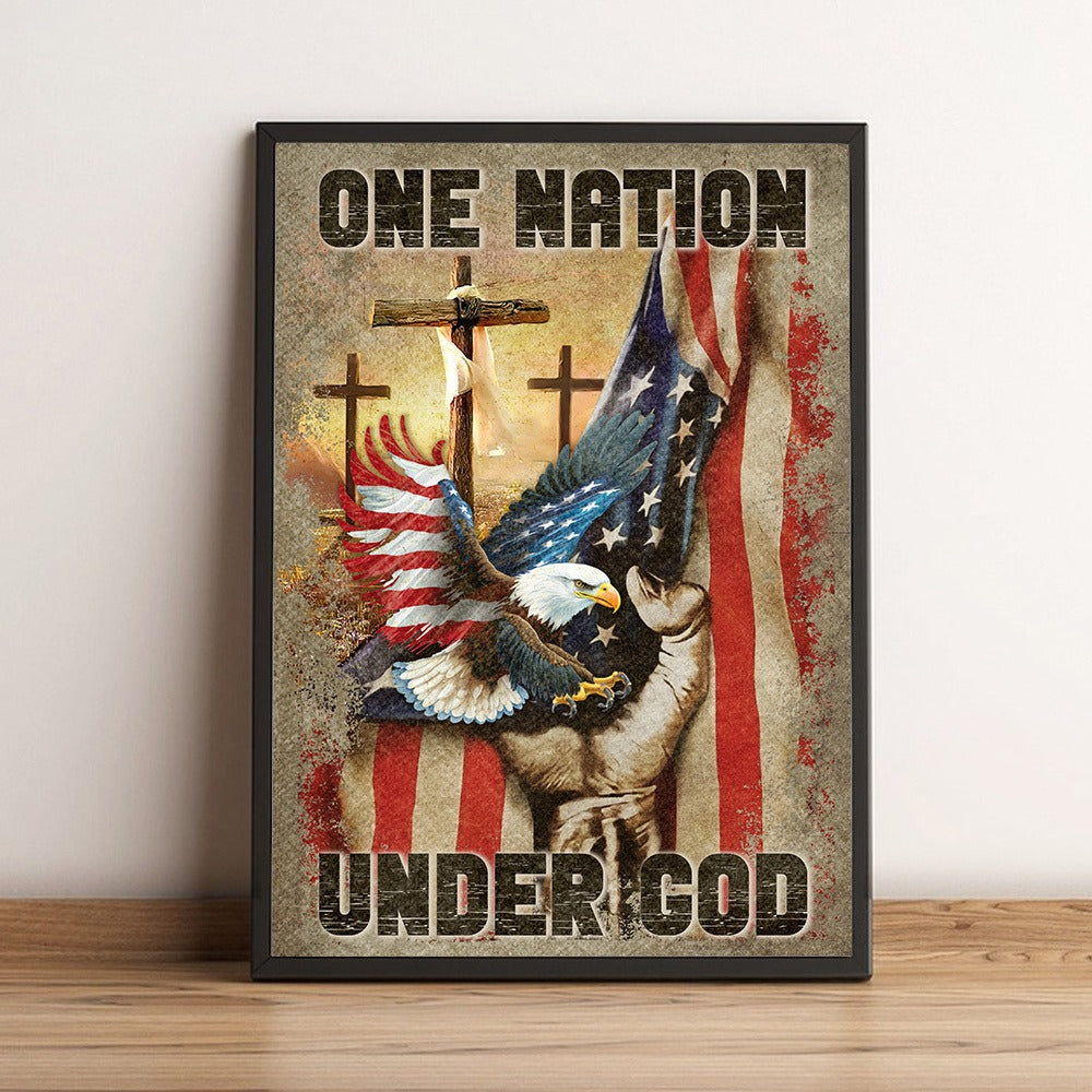 One Nation Under God Christian Faith American Veteran Poster Canvas