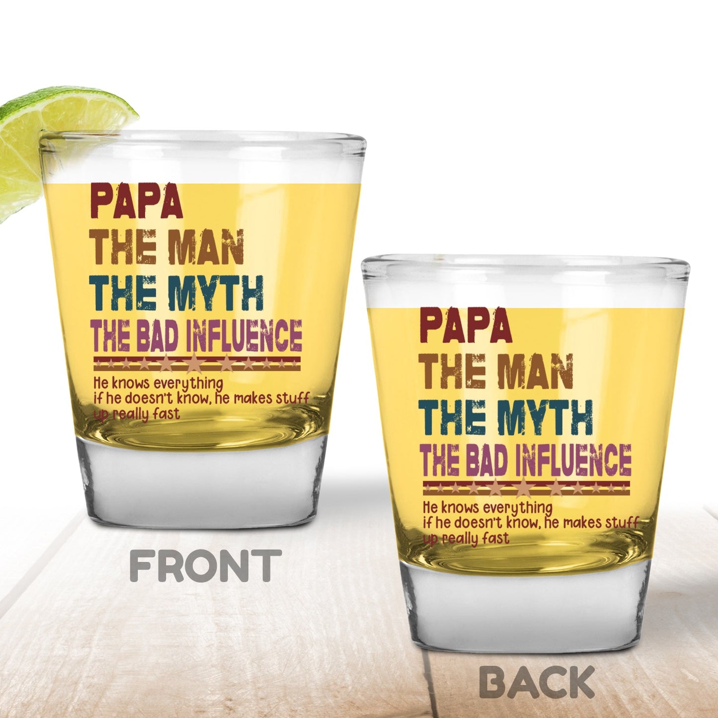 Papa The Man The Myth Shot Glass - Funny Gift for Dad, Papa Shot Glass, Humorous Father Gift