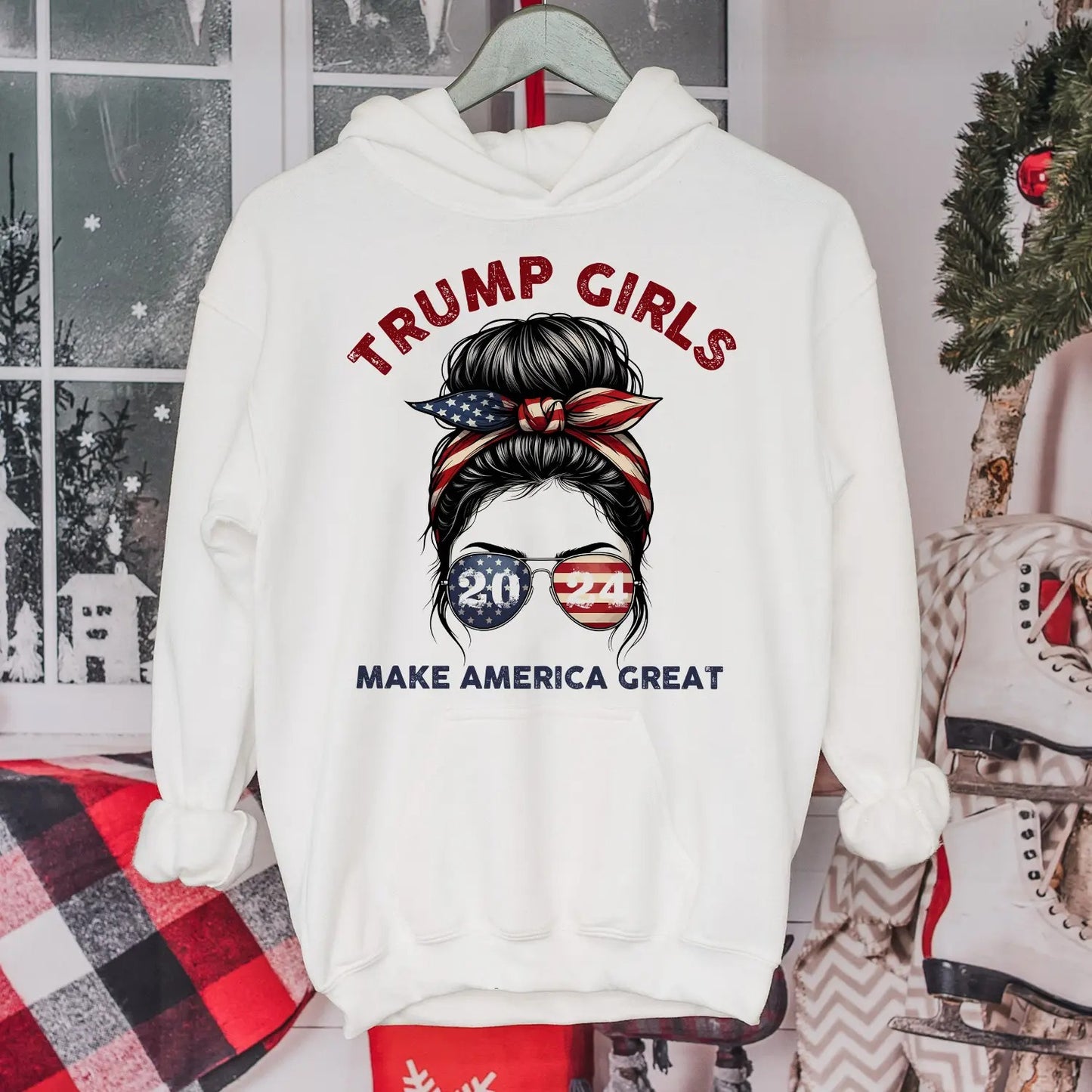 Patriotic Trump 2024 T-Shirt for Women - Trump Girls Make America Great Hoodie