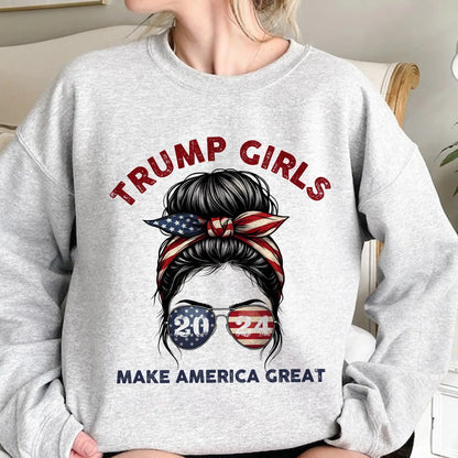 Patriotic Trump 2024 T-Shirt for Women - Trump Girls Make America Great Sweatshirt