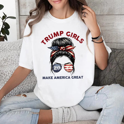Patriotic Trump 2024 T-Shirt for Women - Trump Girls Make America Great T-Shirt