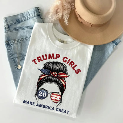 Patriotic Trump 2024 T-Shirt for Women - Trump Girls Make America Great T-Shirt
