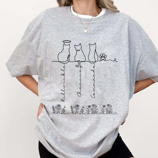 Personalized Adorable Cats Drawing Cat Lover Gift, Funny Cat T-Shirt