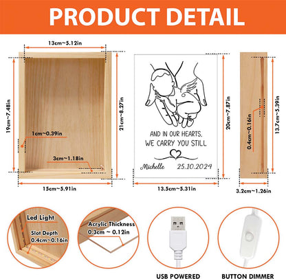Personalized Angel Baby Sympathy Gift And In Our Hearts We Carry You Still, Memorial Gift Frame Light Box