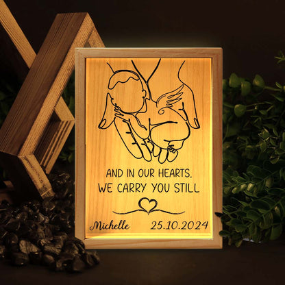 Personalized Angel Baby Sympathy Gift And In Our Hearts We Carry You Still, Memorial Gift Frame Light Box