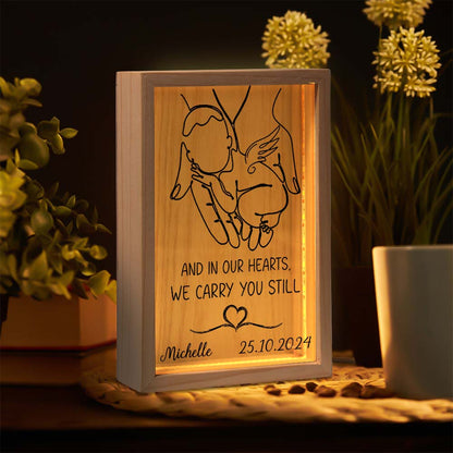 Personalized Angel Baby Sympathy Gift And In Our Hearts We Carry You Still, Memorial Gift Frame Light Box