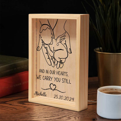 Personalized Angel Baby Sympathy Gift And In Our Hearts We Carry You Still, Memorial Gift Frame Light Box