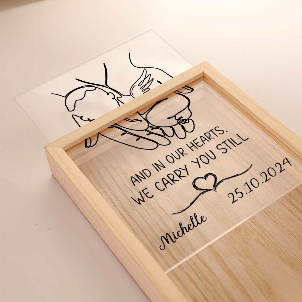 Personalized Angel Baby Sympathy Gift And In Our Hearts We Carry You Still, Memorial Gift Frame Light Box