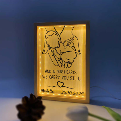 Personalized Angel Baby Sympathy Gift And In Our Hearts We Carry You Still, Memorial Gift Frame Light Box