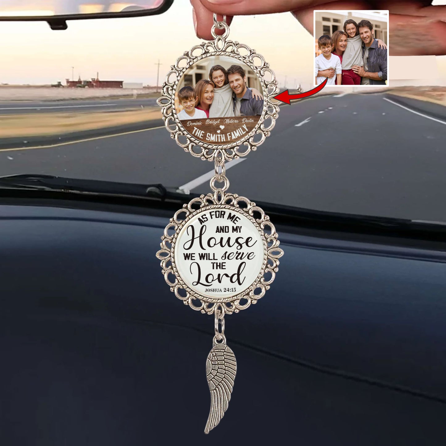 Personalized As For Me And My House We Will Serve The Lord Joshua 24:15 Photo Car Charm