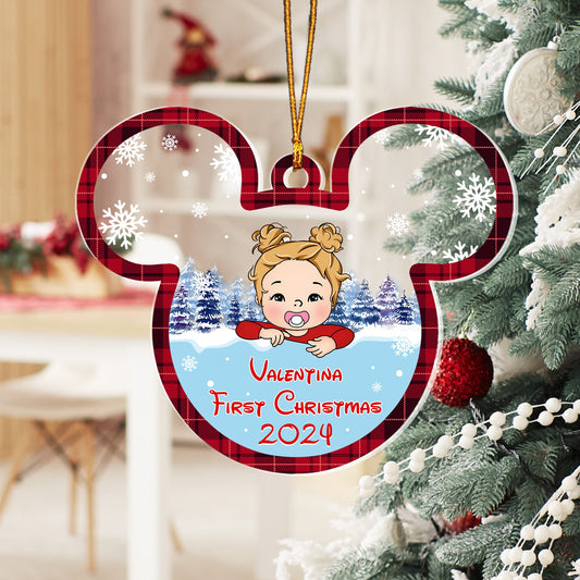 Personalized Baby First Christmas Minnie Mouse Acrylic Ornament