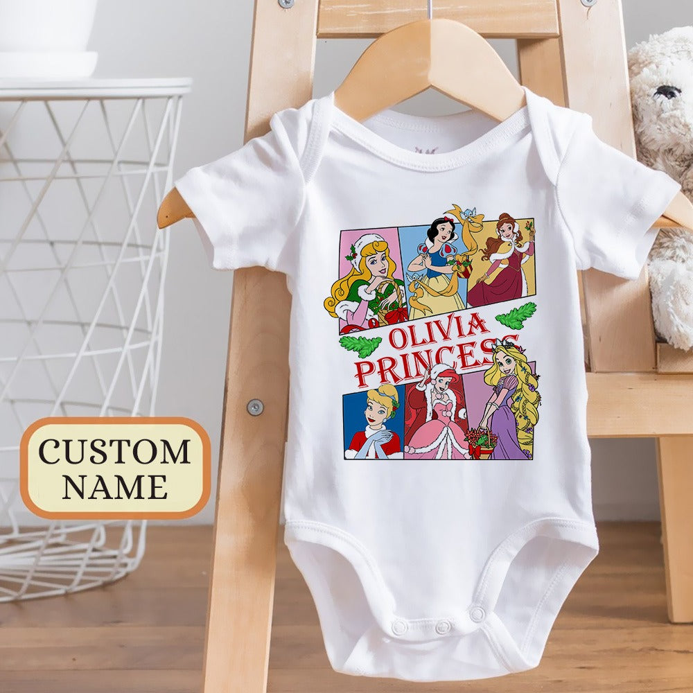 Personalized Baby Girl Name Princess Bodysuit, Baby Shower Gift Baby Onesie