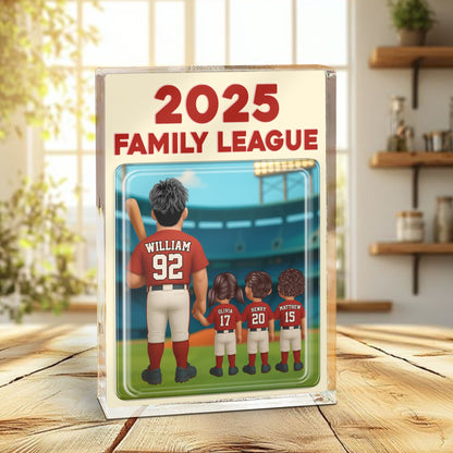 Personalized Baseball No.1 Dad and Kids Trading Card Style 2025 Family League Acrylic Block Plaque