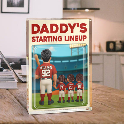 Personalized Baseball No.1 Dad and Kids Trading Card Style 2025 Family League Acrylic Block Plaque