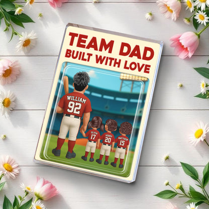 Personalized Baseball No.1 Dad and Kids Trading Card Style 2025 Family League Acrylic Block Plaque