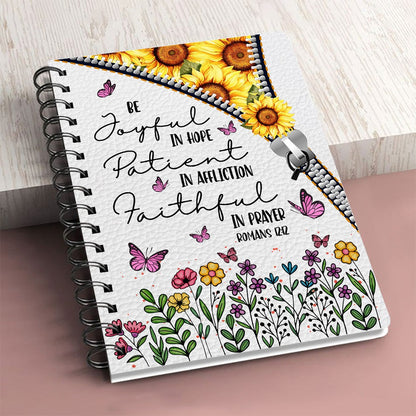 Personalized Be Joyful In Hope Patient In Affliction Faithful In Prayer Romans 12:12 Spiral Journal