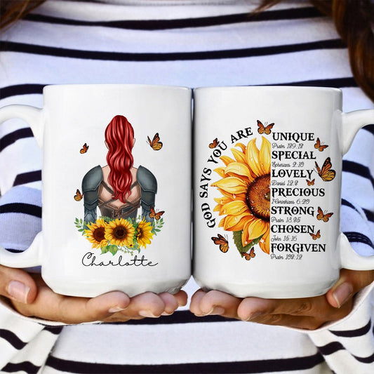 Personalized Beautiful Warrior God Says You Are Unique Special Lovely Precious White Mug