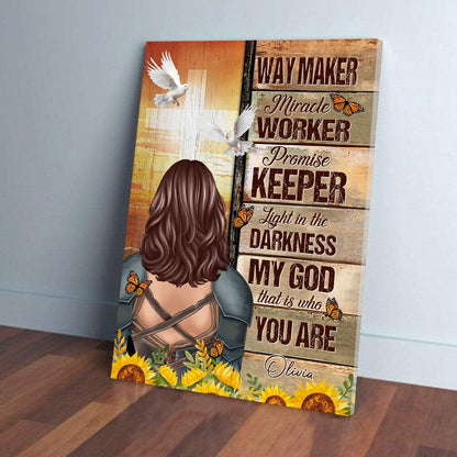 Personalized Beautiful Warrior Way Maker Miracle Worker Promise Keeper Light In The Darkness Poster Canvas