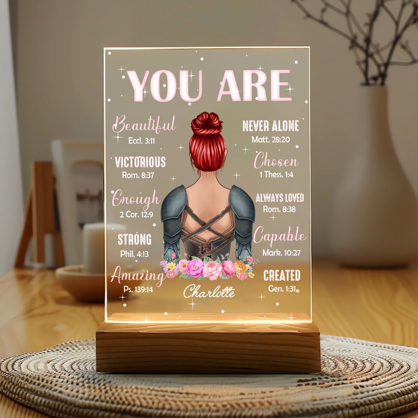 Personalized Beautiful Warrior You Are Beautiful Enough Victorious Princess Acrylic Plaque LED Light Night