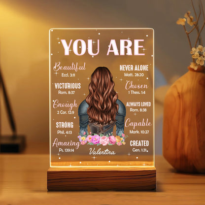 Personalized Beautiful Warrior You Are Beautiful Enough Victorious Princess Acrylic Plaque LED Light Night