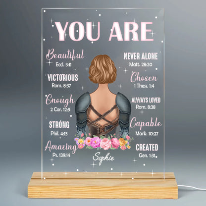 Personalized Beautiful Warrior You Are Beautiful Enough Victorious Princess Acrylic Plaque LED Light Night