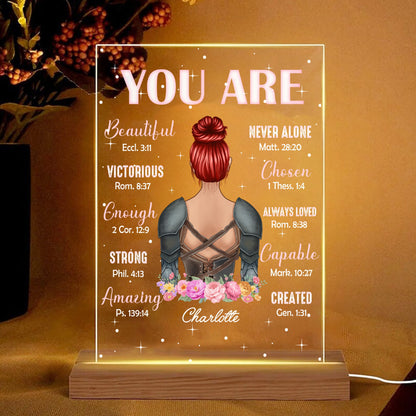 Personalized Beautiful Warrior You Are Beautiful Enough Victorious Princess Acrylic Plaque LED Light Night