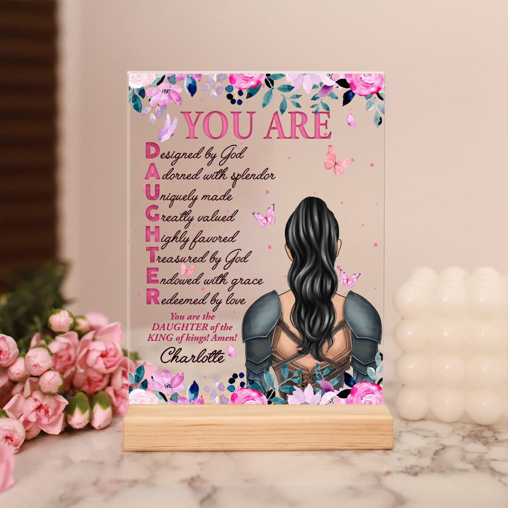 Personalized Beautiful Warrior You Are The Daughter Of The King Of Kings Amen Acrylic Plaque